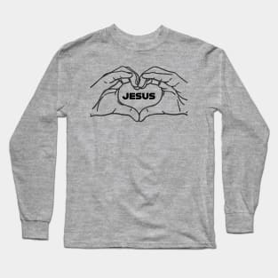 I love Jesus, Jesus Love, Love Hand Gesture Long Sleeve T-Shirt